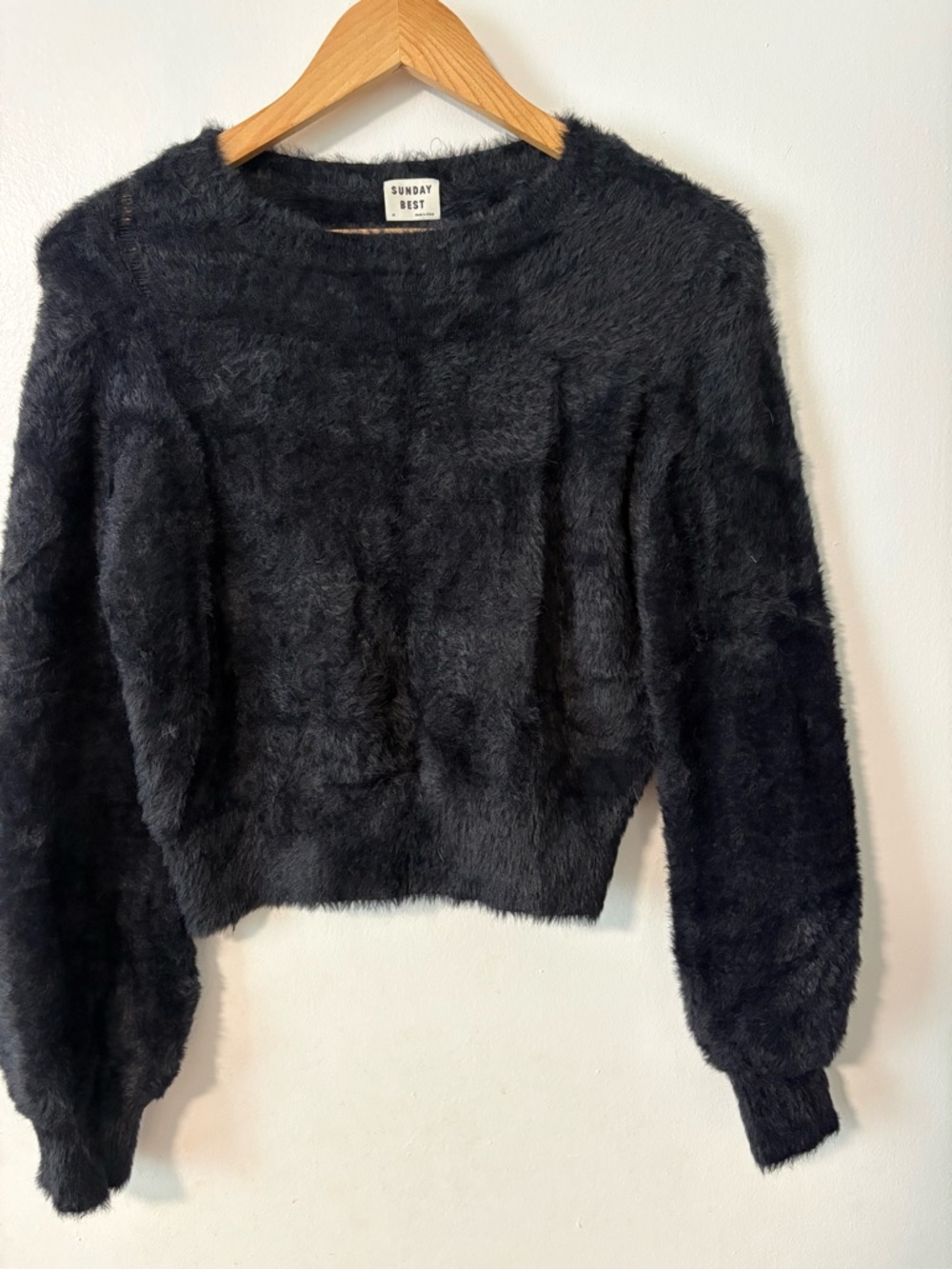 Sunday Best Plush Black Crewneck Sweater